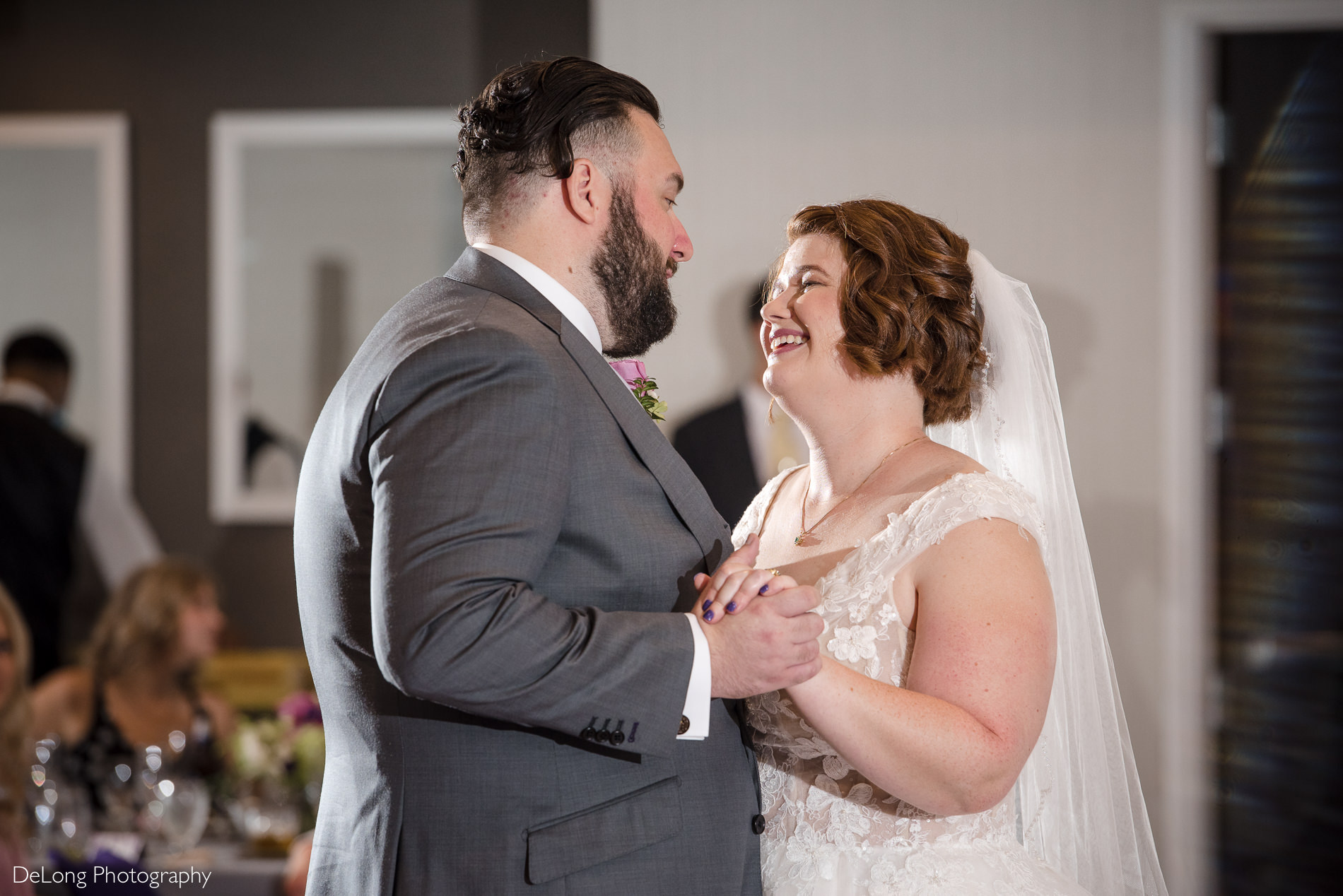 Bride and groom first dance image at the Embassy Suites by Hilton Charlotte by Charlotte wedding photographers DeLong Photography