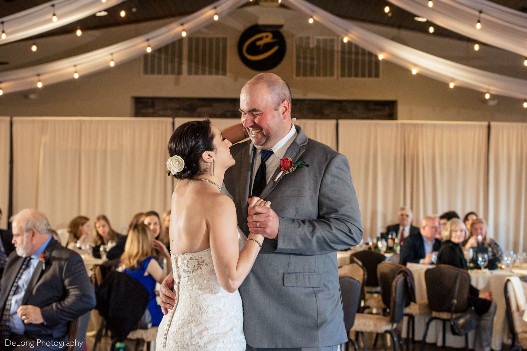 Bride and groom first dance at Childress Vineyards by Charlotte Wedding Photographers DeLong Photography