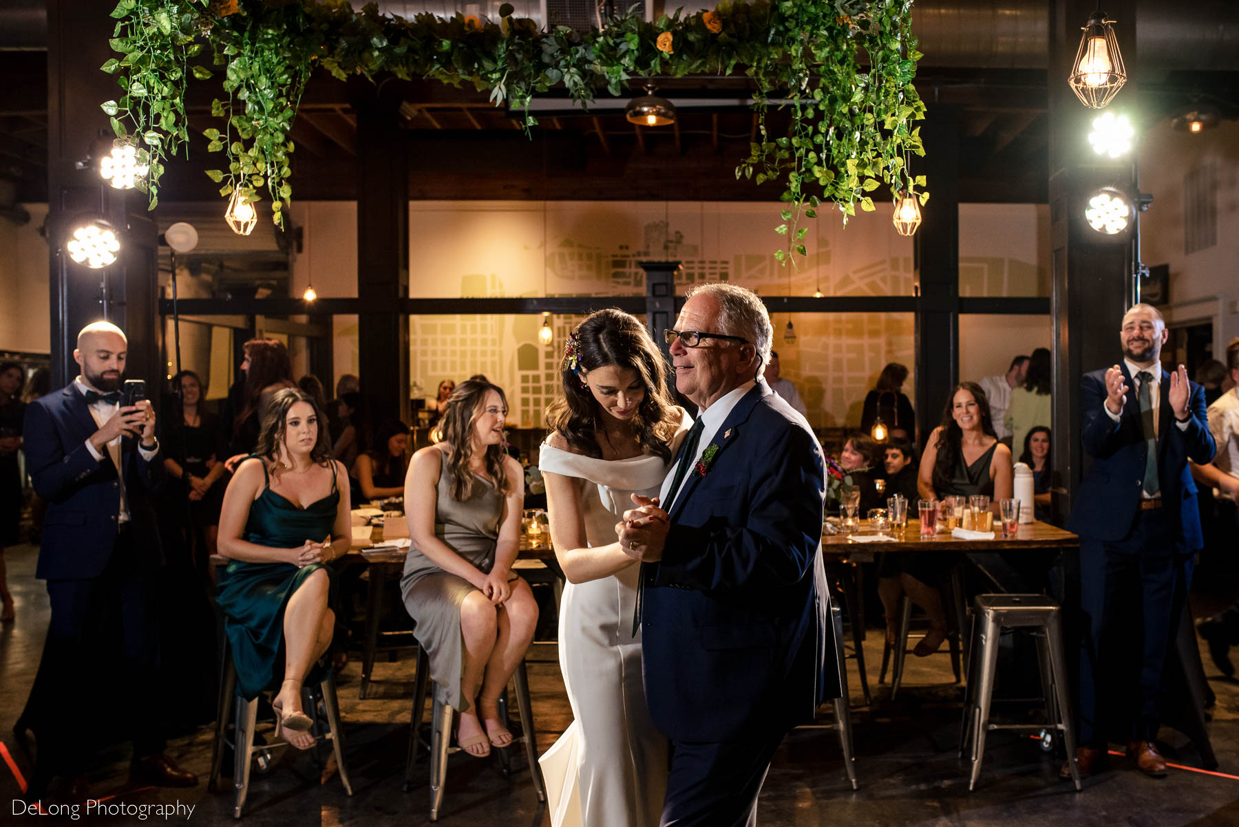 Father-daughter dance at Eventide Brewing in Atlanta, GA by Charlotte wedding Photographers DeLong Photography